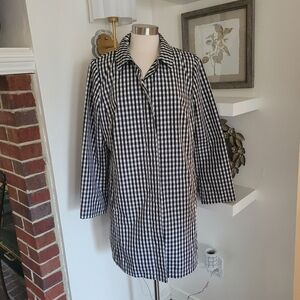 Talbots Black And White Gingham Raincoat Si,e 14 New